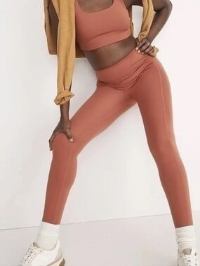 Madewell MWL High-Rise Rust Leggings and Matching Sports Bra
